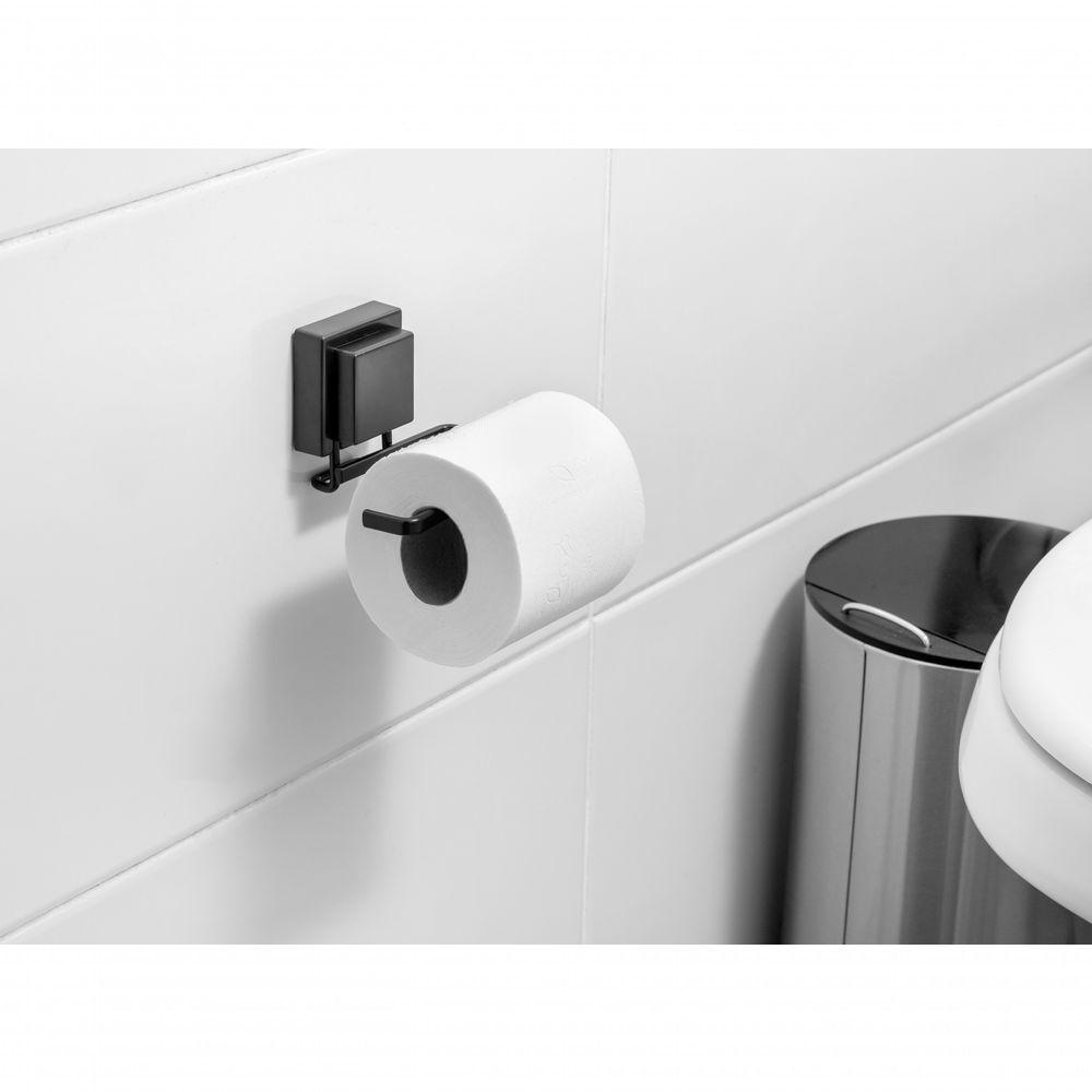 Porta Papel Higienico Suporte Preto Fosco Ventosa 8052pt - 2