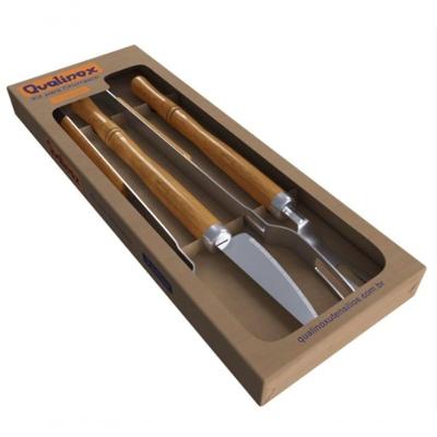 Conjunto Garfo Faca E Pegador Aço Inox 430 Qualinox 0559