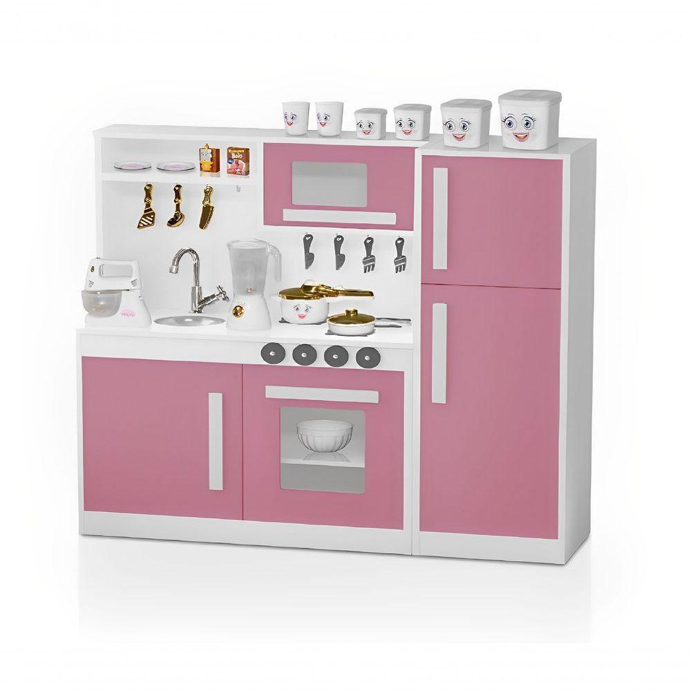 Cozinha Perfeita Infantil 100%Mdf Com Geladeira Rosa Potente - 1
