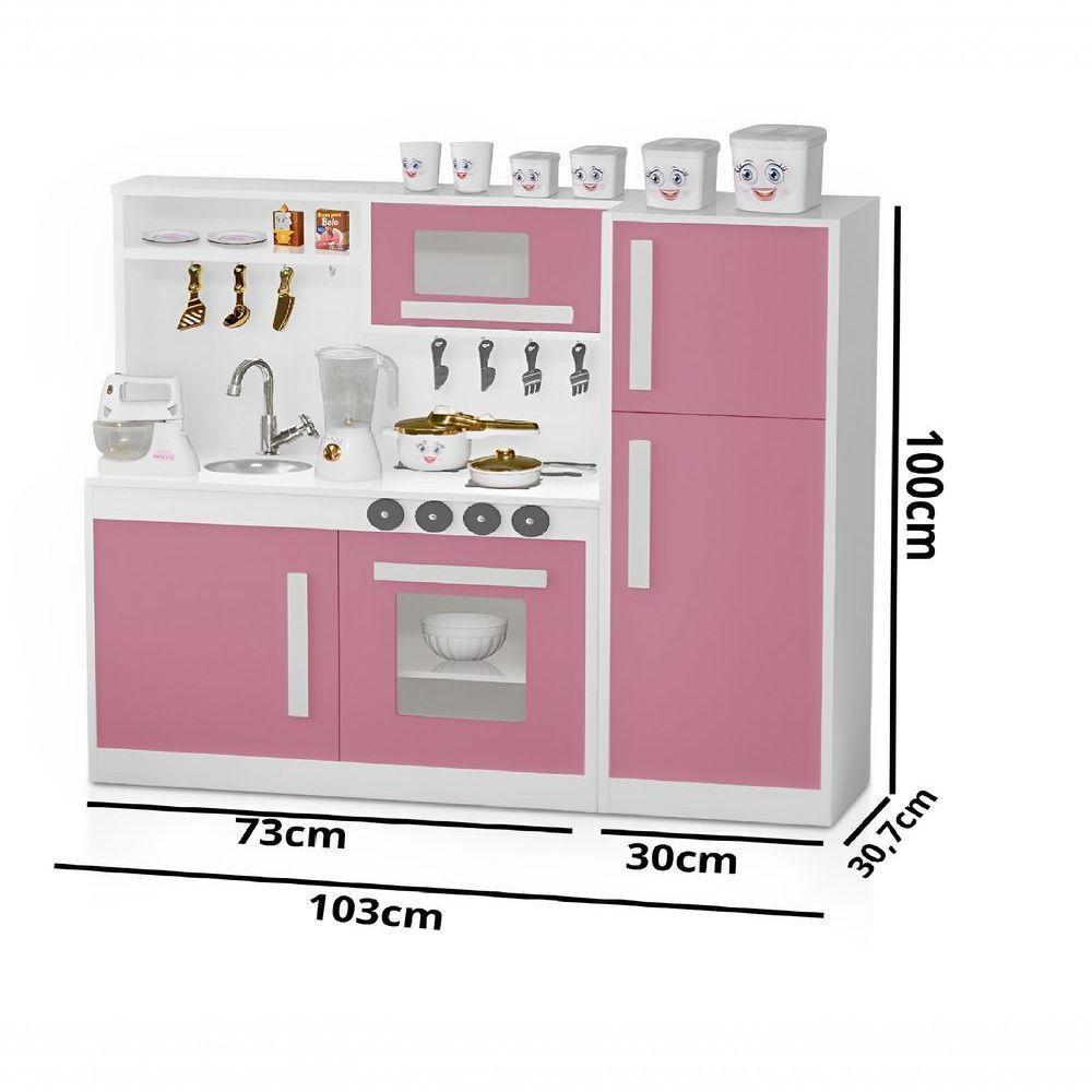 Cozinha Perfeita Infantil 100%Mdf Com Geladeira Rosa Potente - 3