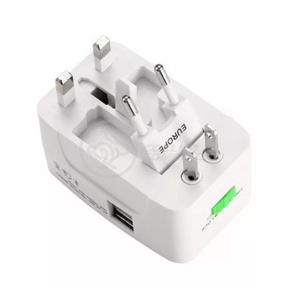 Adaptador Tomada Universal Padrão 150 Países Uk Europa Eua Asia Viagem Bivolt 110/220 Bivolt Aio - 1