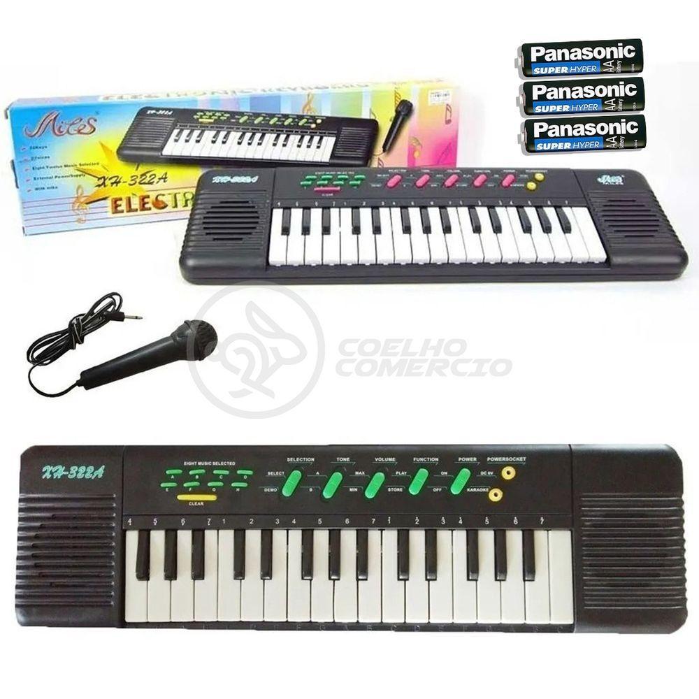 Mini Teclado Infantil32 TeclasKaraokê E Microfone+3 Pilhas - 9