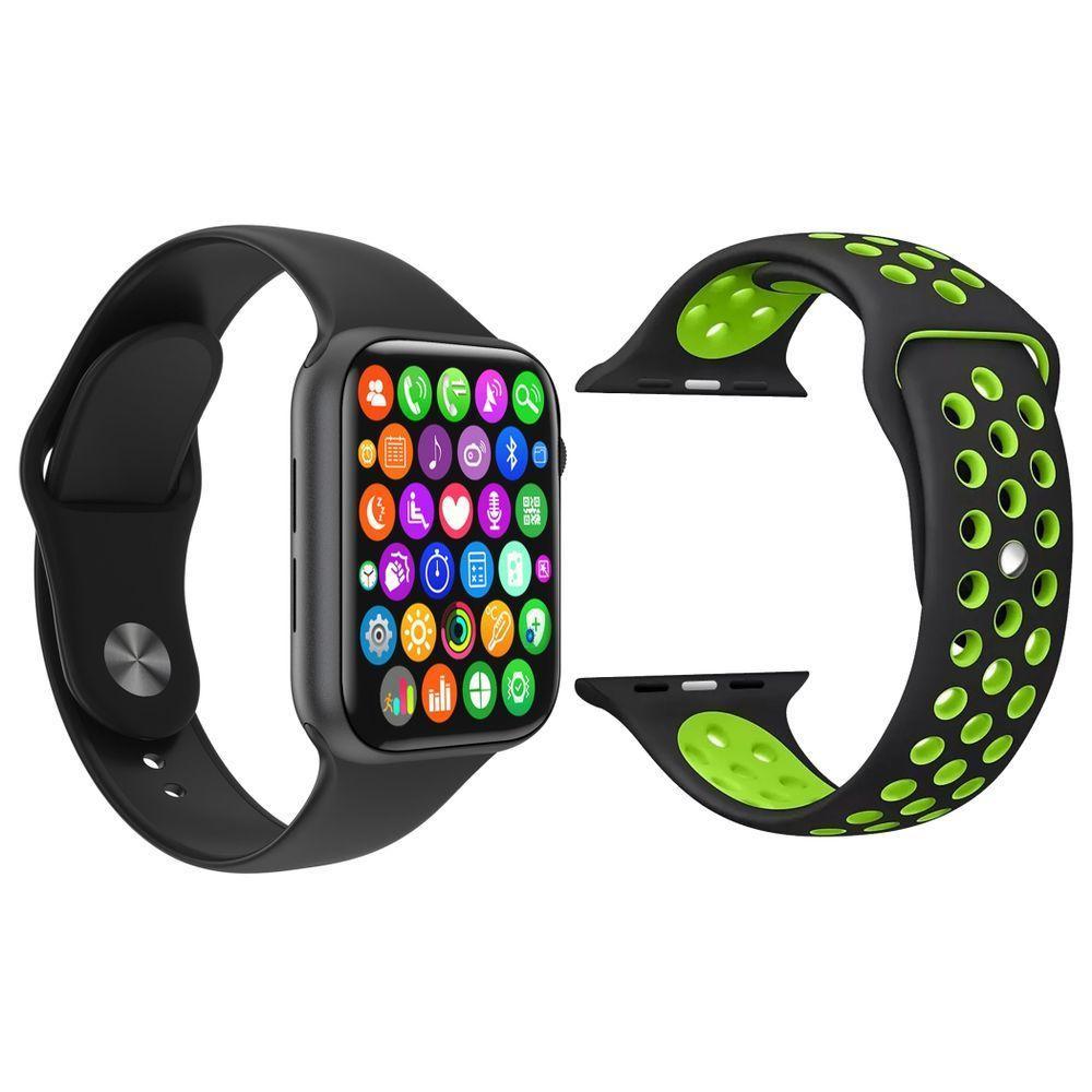 Kit 1 Smartwatch Preto + 1 Pulseira Preto E Verde - 1