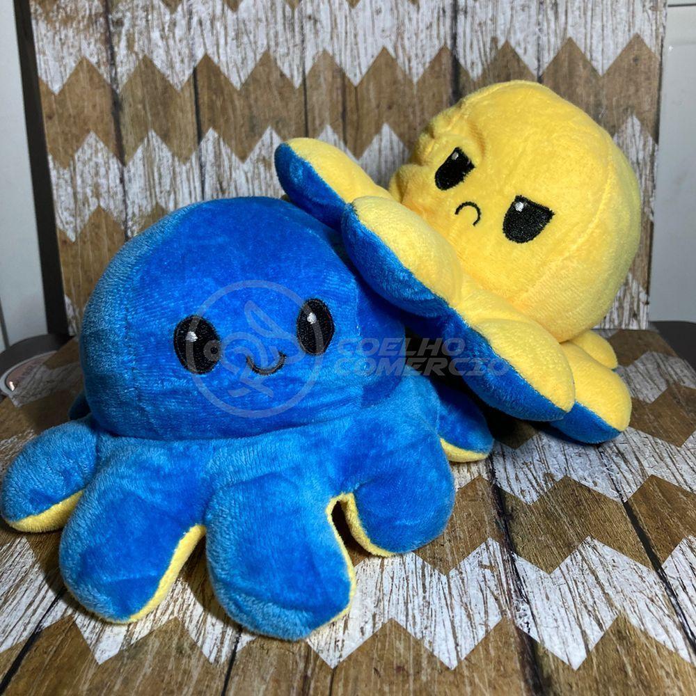 Polvo Reversível De Pelúcia 2 Em 1 Tiktok Azul E Amarelo - 2