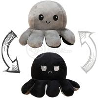 Polvo Reversível De Pelúcia 2 Em 1 Tiktok Preto E Cinza - 7