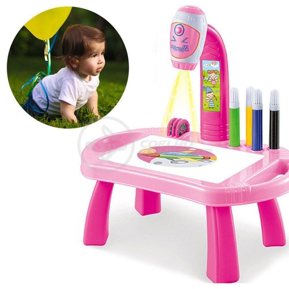 Projetor Para Desenho Infantil Mesa Pintura De Projeção Magica Brinquedos Aprendizagem Robo Rosa - 1