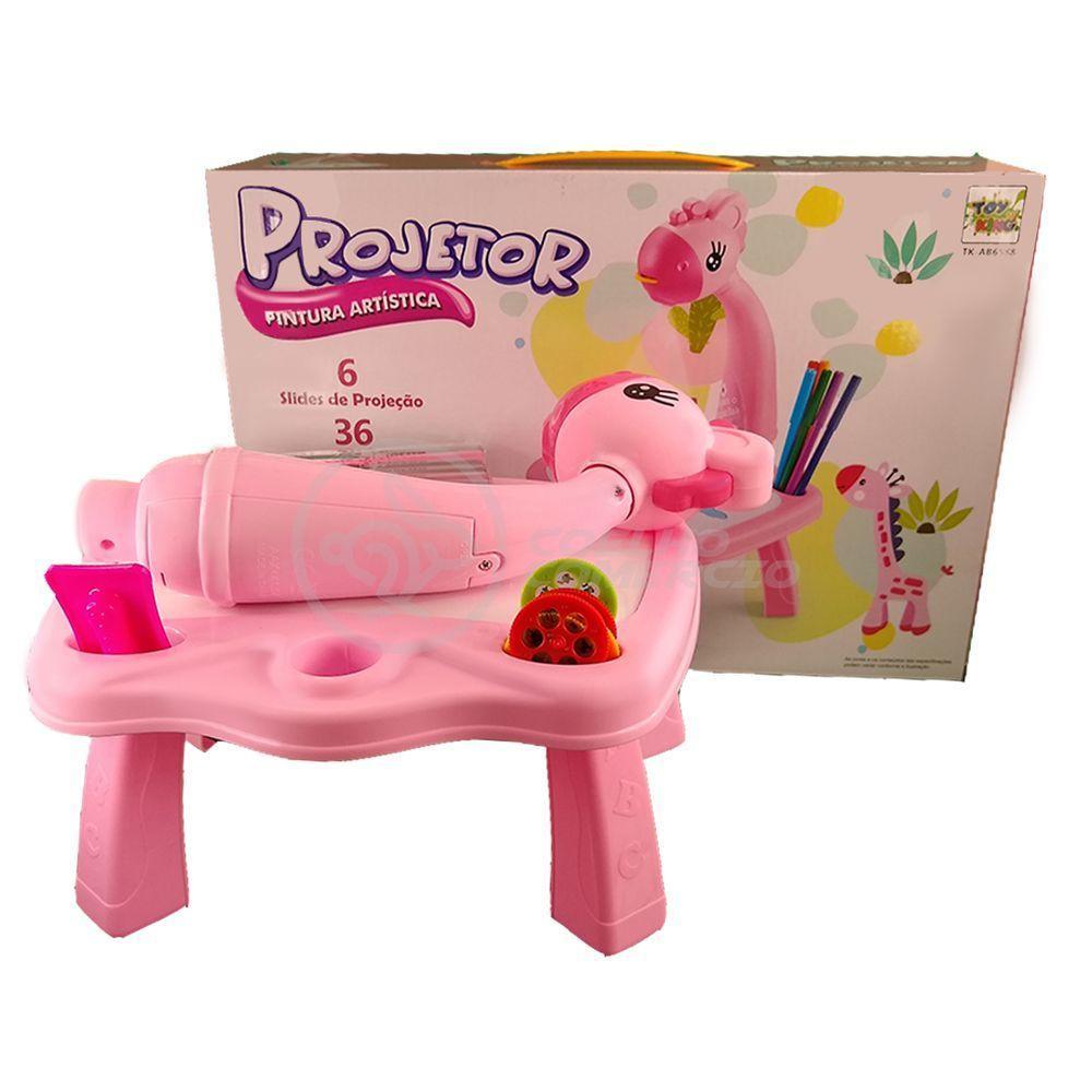 Projetor Para Desenho Infantil Mesa Pintura De Projeção Magica Brinquedos Aprendizagem Girafa Rosa - 1