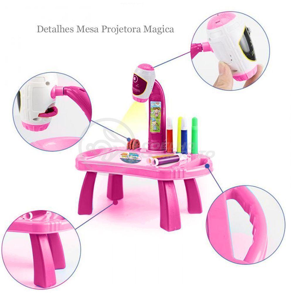 Projetor Para Desenho Infantil Mesa Pintura De Projeção Magica Brinquedos Aprendizagem Robo Rosa - 3