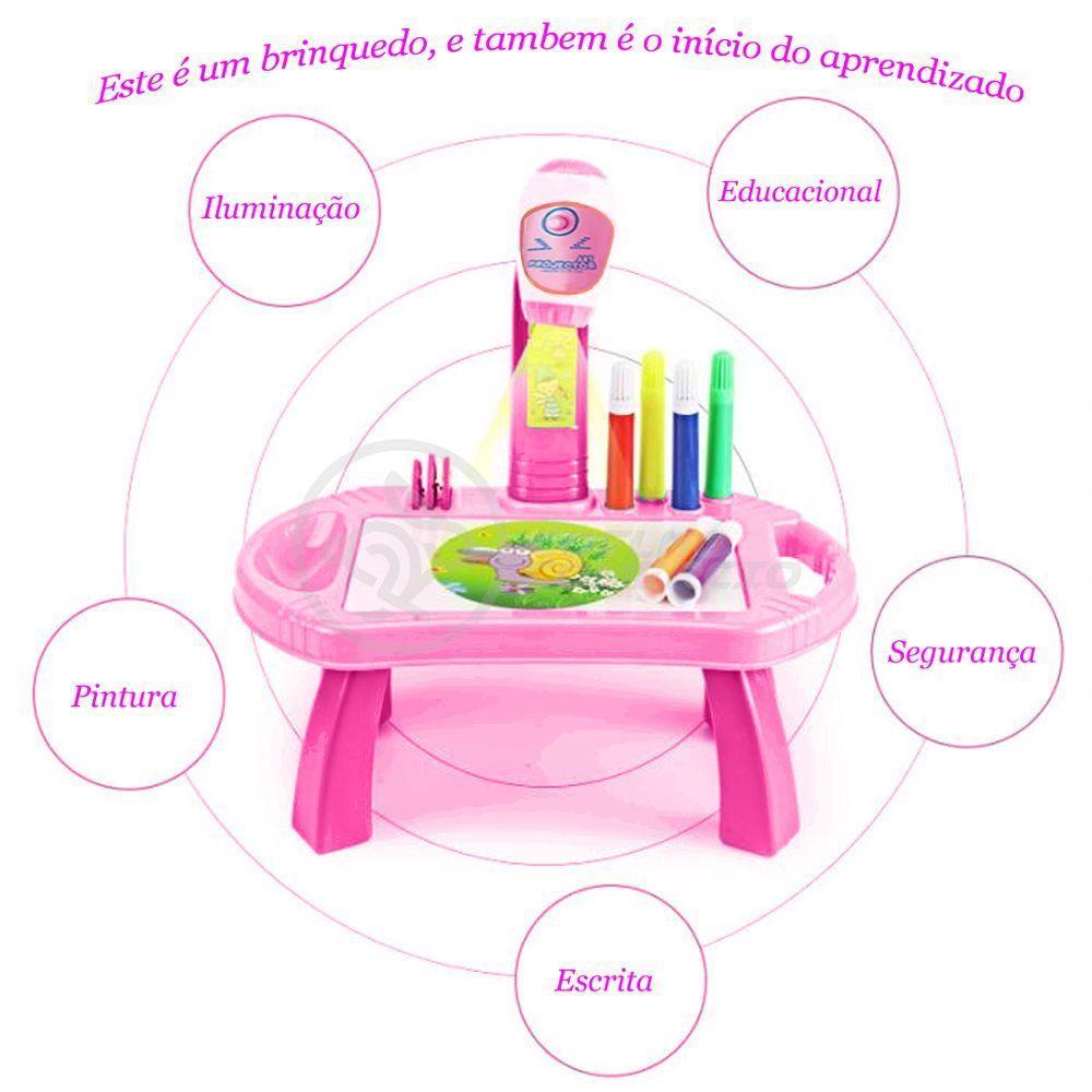 Projetor Para Desenho Infantil Mesa Pintura De Projeção Magica Brinquedos Aprendizagem Robo Rosa - 5