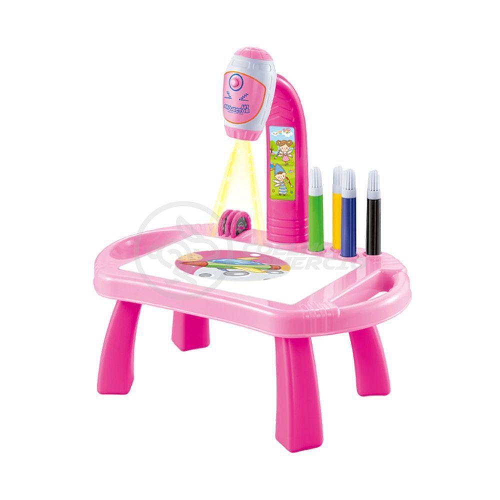 Projetor Para Desenho Infantil Mesa Pintura De Projeção Magica Brinquedos Aprendizagem Robo Rosa - 1