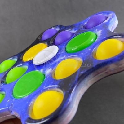 Hand Spinner Pop It Com Luz Led Anti Stress Azul
