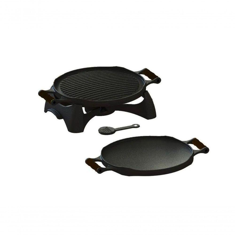 Rechaud Redondo Dupla Face Ferro Alça Silicone Preta - 1