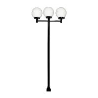 Poste Luminária Triplo Globo G Braço Reto Jardim Preto 200Cm - 1