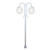Poste Luminária Globo P Duplo Braço Curvo Cima Branco 200Cm - 1