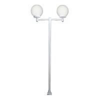 Poste Luminária Dupla Globo G Braço Reto Jardim Branco 300Cm - 1