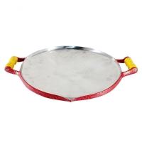 Chapa Disco Arado Alumínio Craqueada Alça Madeira Vermelho - 1