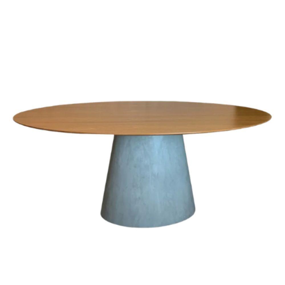 Mesa De Jantar Cone Oval 120X80 Cm Base Cimento Queimado - 1