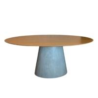 Mesa De Jantar Cone Oval 120X80 Cm Base Cimento Queimado - 1
