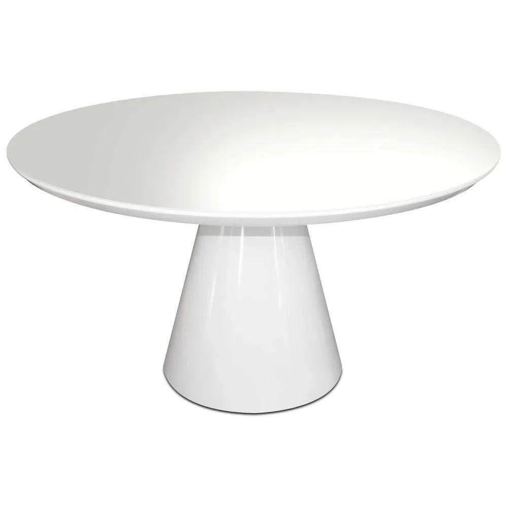 Mesa De Jantar Cone Redonda 90 Cm Laqueada Cor Branco - 1