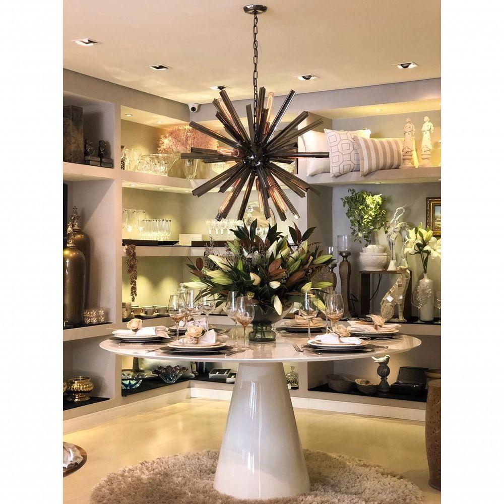 Mesa De Jantar Cone Redonda 130 Cm Laqueada Cor Branco - 3