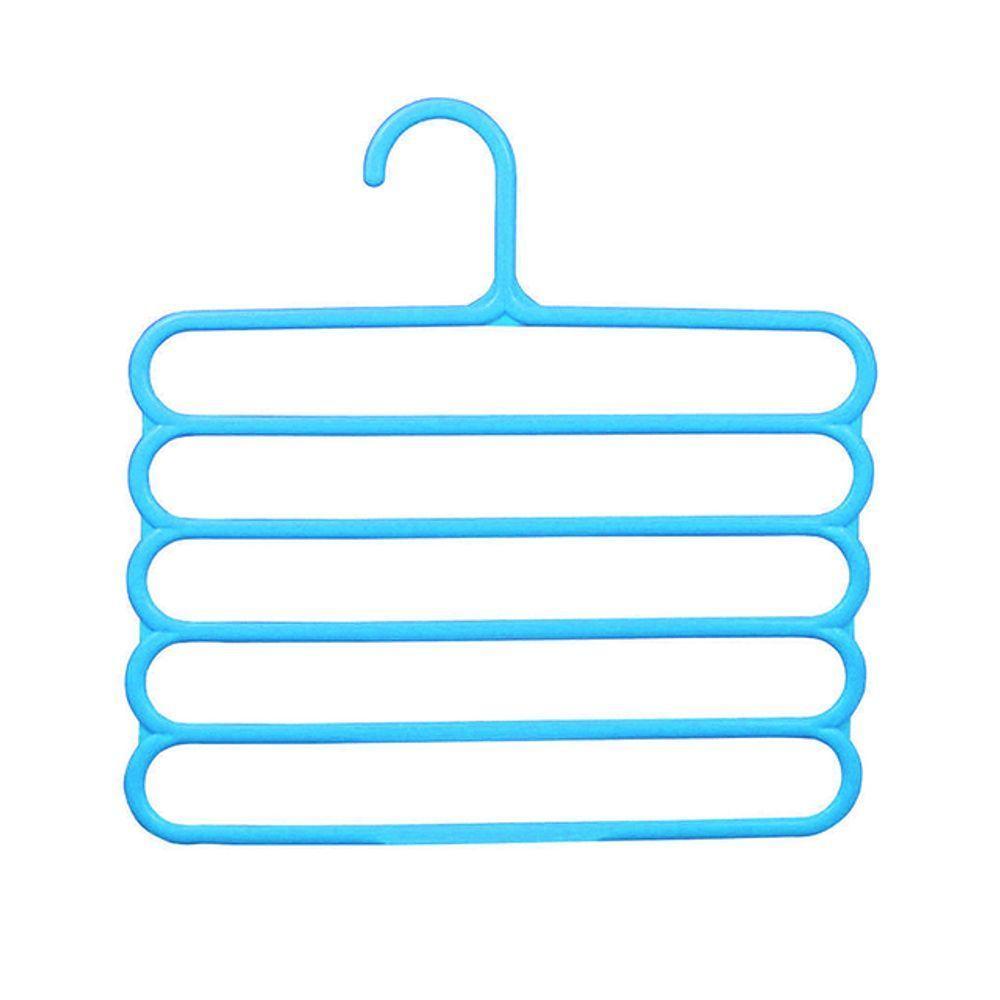 Cabide Multiuso Calças Saias Bermudas 5 Espaços Azul - 1