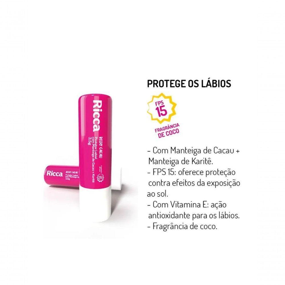 Protetor Labial Com Manteiga De Cacau E Karitê Fps15 Ricca 2276 - 2