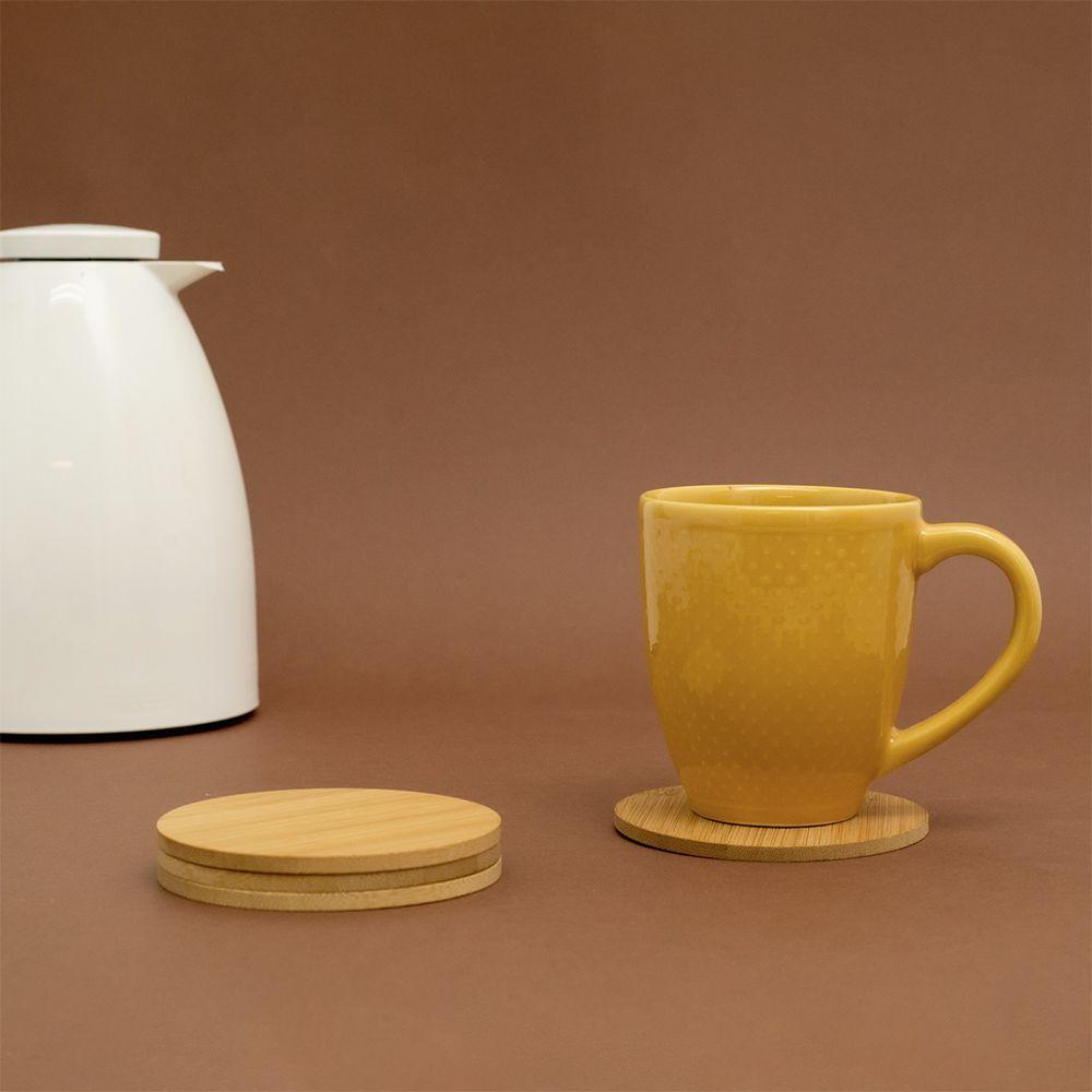 Kit 4 Porta Copos De Bambu Mozcada Redondo Natural - 2