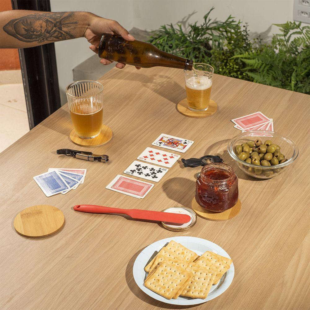 Kit 4 Porta Copos De Bambu Mozcada Redondo Natural - 4