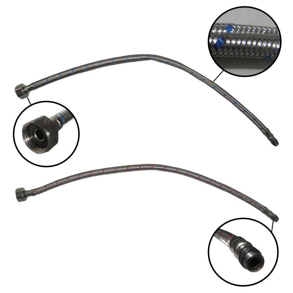 Engate Rabicho Par Monocomando Kit 60 Uni Mangueira Torneira Misturador Agua Quente Fria Flexivel - 3