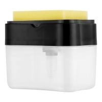 Porta Detergente Dispenser Sabão 2 Em 1 Para Pia Cozinha Preto - 1