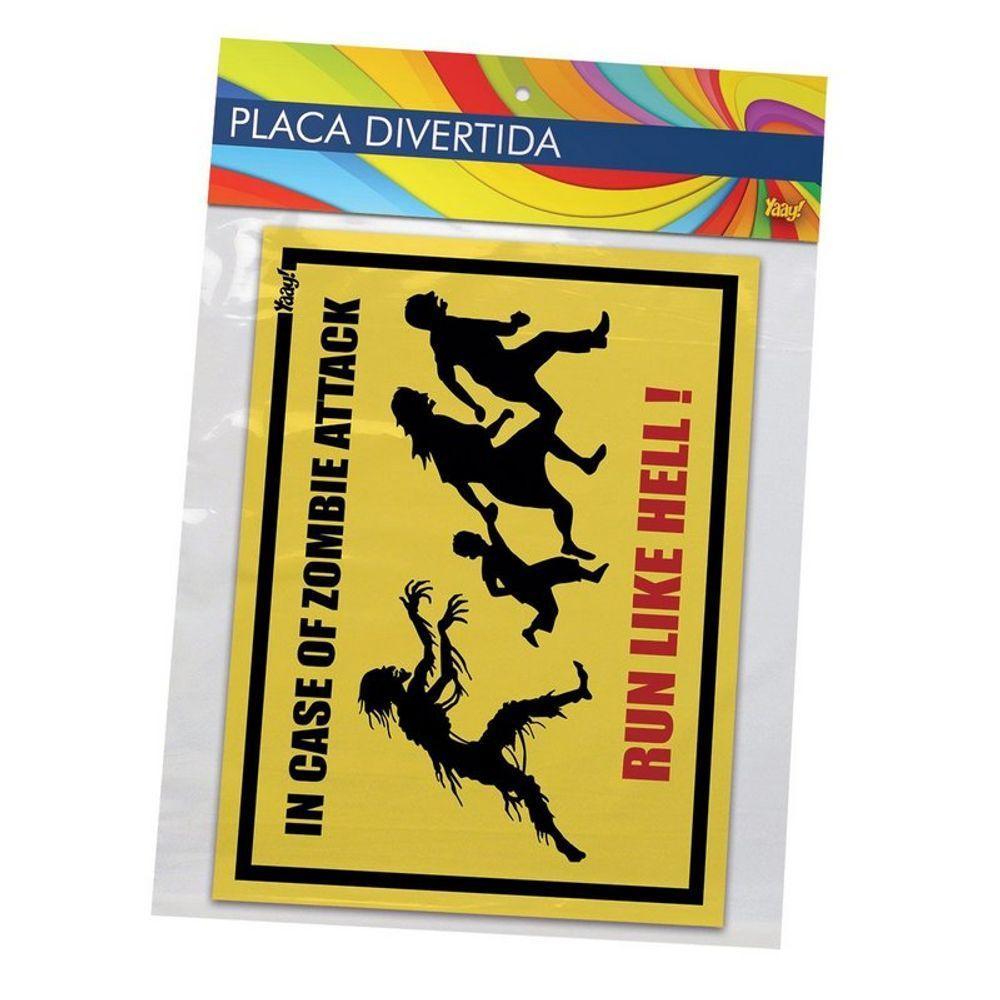 Placa In Case Of Zombie Attack Run Like Hell - 20 X 15 Cm - 2