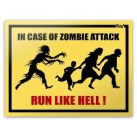 Placa In Case Of Zombie Attack Run Like Hell - 20 X 15 Cm - 1