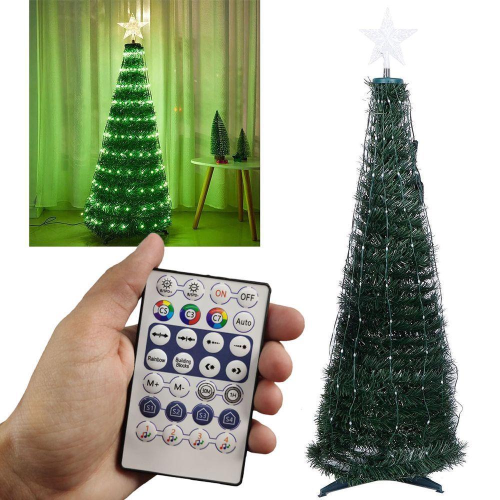 Arvore De Natal Smart App Celular Pisca Pisca Led Rgb Retratil Controle Decoraçao Natalino Completa - 3