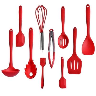 Conjunto De Silicone Cozinha 10 Peças Utensilios Preparo Refeiçao Espatula Fouet Colher Escumadeira