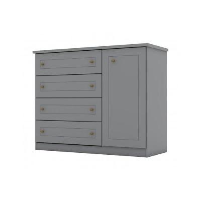 Cômoda Americana Casal 4 Gavetas em MDF com Puxador Plástico Cinza