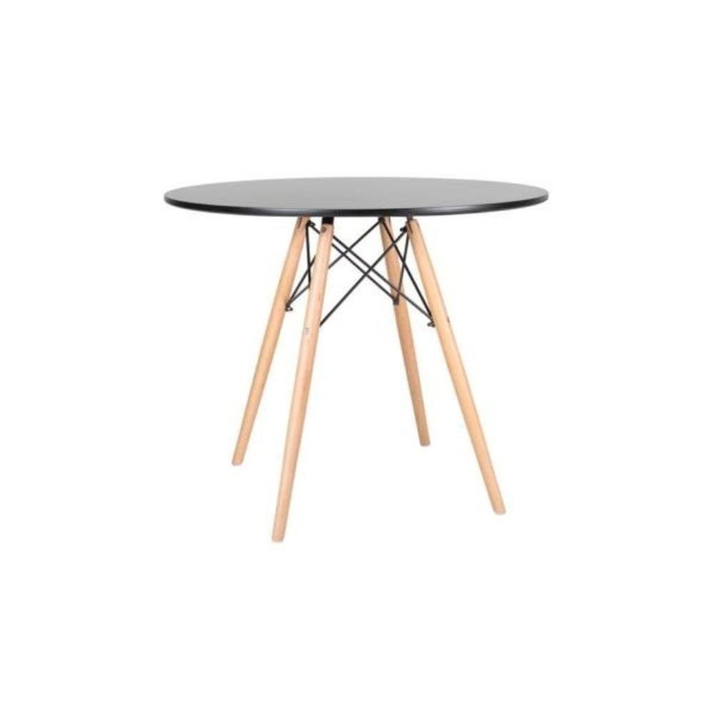 Mesa De Jantar Eames Redonda Preto Com Natural 90cm - 1