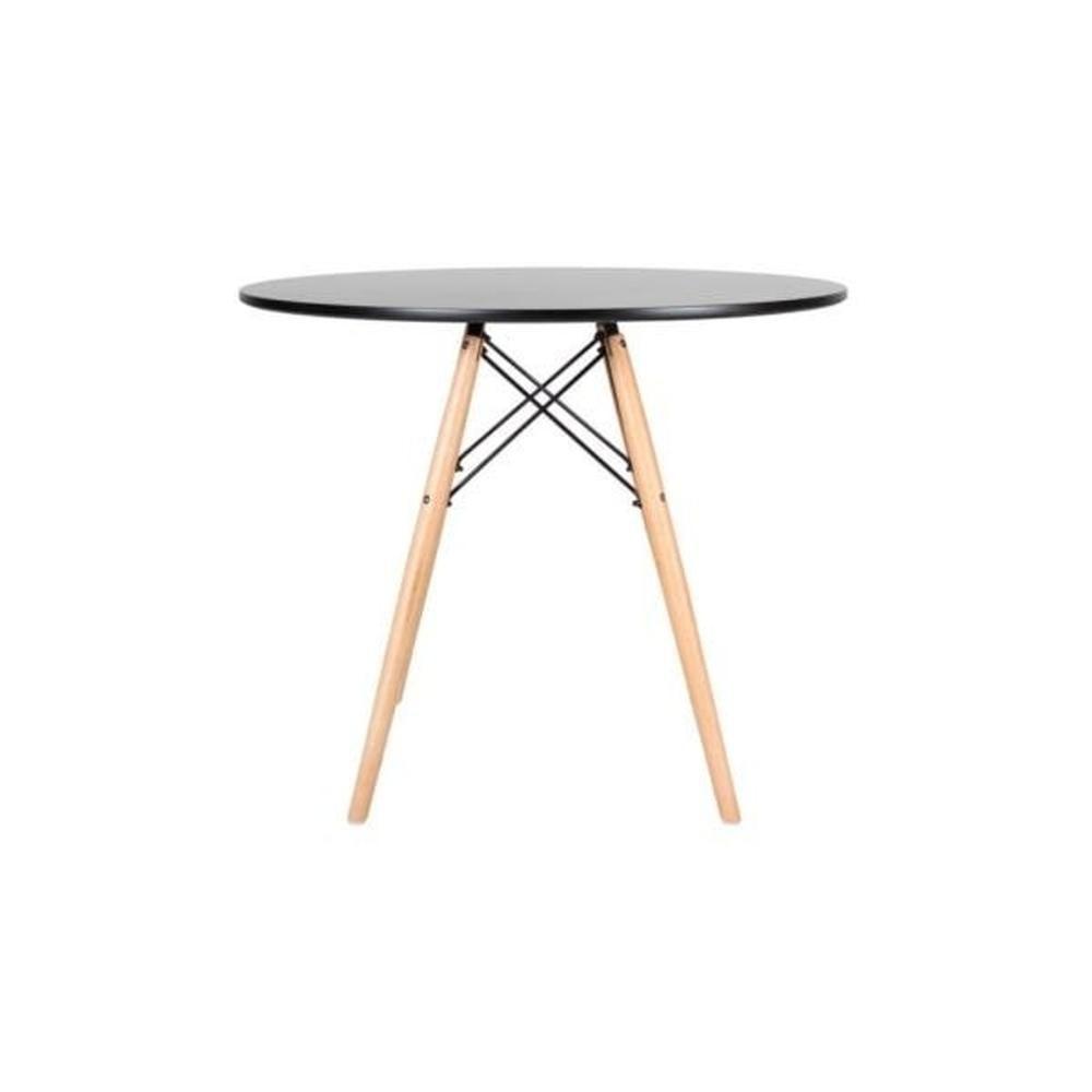 Mesa De Jantar Eames Redonda Preto Com Natural 90cm - 3