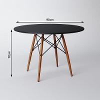 Mesa De Jantar Com 4 Cadeiras Pretas Eames 90cm Base Madeira Tampo Preto - 5