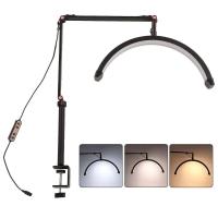 Luminaria Estetica Spa Salao De Beleza Arco Meia Lua 3 Tons Suporte Celular Mesa Limpeza De Pele - 1