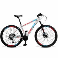 Bicicleta Aro 29 27v Fr. Hidraulico K7-trava - Branco-azul E Vermelho - 21" Branco-azul E Vermelho - 1