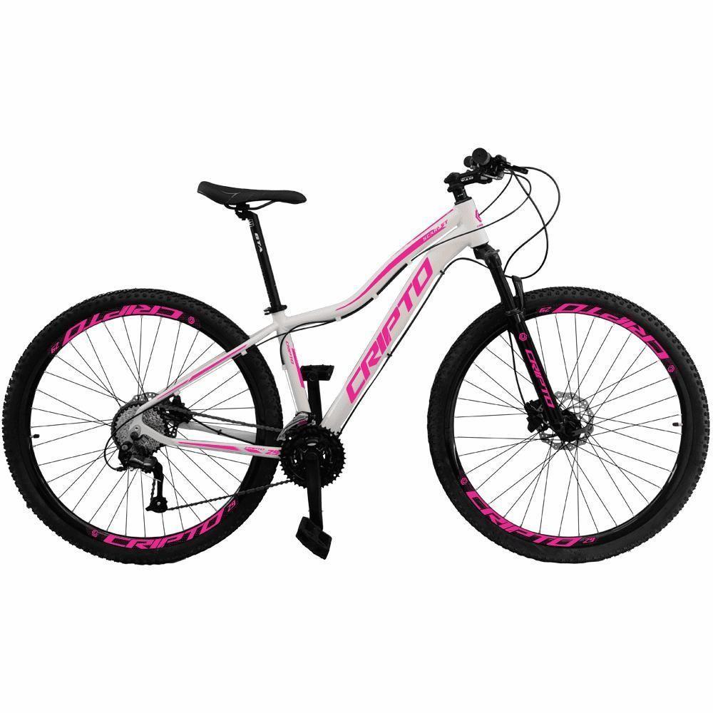 Bicicleta Aro 29 Cripto 24 Marchas Shimano Freio Hidraulico - Branco-rosa - 15" Branco-rosa - 1