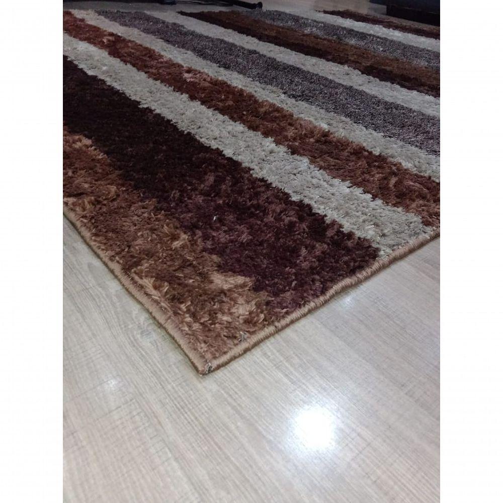Tapete Sala 1,50x2,00m Pelo Macio Capucino Listrado - 4