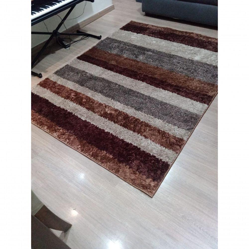 Tapete Sala 1,50x2,00m Pelo Macio Capucino Listrado - 6