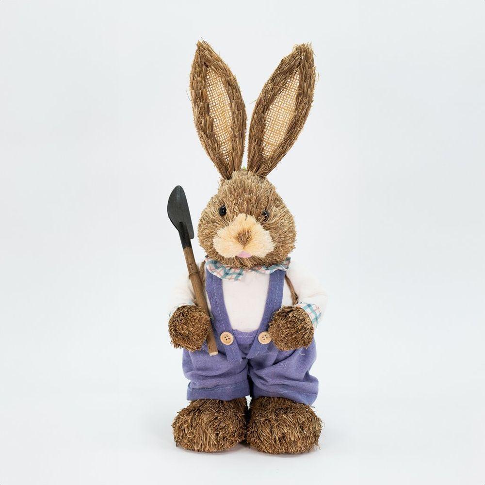 Coelho De Páscoa Decoração Palha Coelhinho Trabalhador 46cm - 1