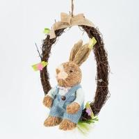 Guirlanda Coelho De Páscoa Decoração Enfeite Em Palha 28cm - 4