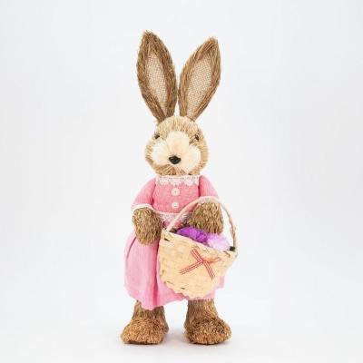 Coelha De Páscoa Decoração Enfeite Em Palha Coelhinha 43cm