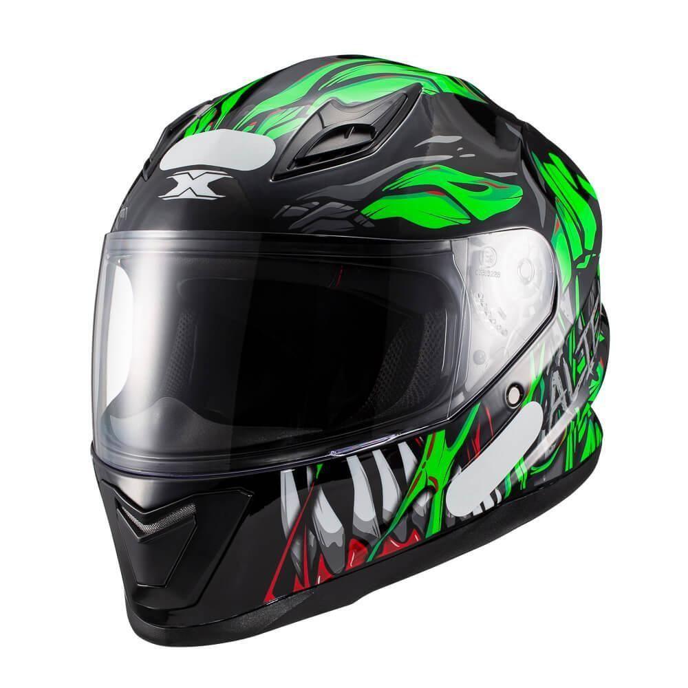 Capacete Texx Fechado Hawk Alien Verd Pret 56 [f016] - 5
