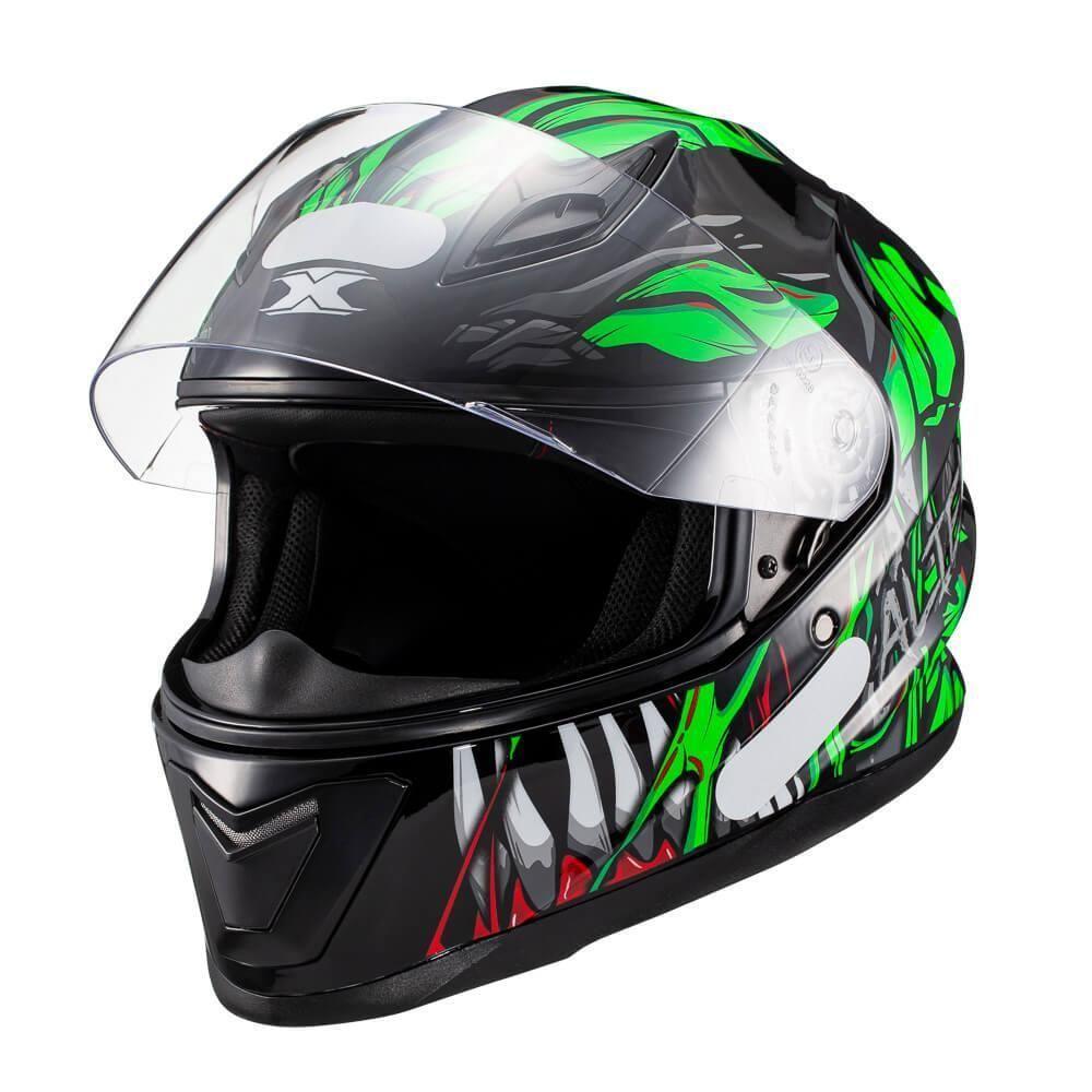 Capacete Texx Fechado Hawk Alien Verd Pret 56 [f016] - 6