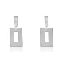 Brinco Com Fio Retangular Folheado Em Ródio Branco [f027] - 1