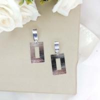 Brinco Com Fio Retangular Folheado Em Ródio Branco [f027] - 2